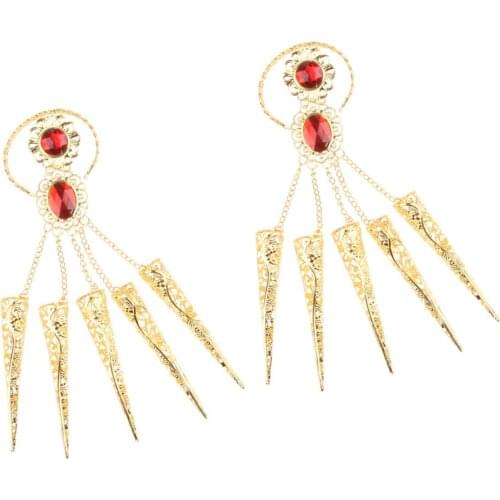 1 Pair Belly Dance Finger Costume Indian Thai Golden Finger Nail Jewelry
