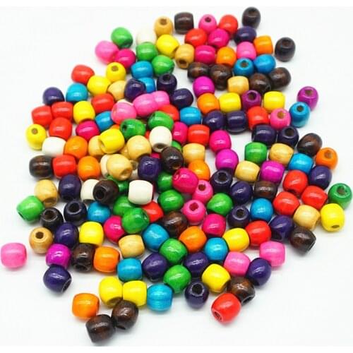 100pcs/lot 11x12mm Big Hole Wood Beads Colorful Barrel Shape Wooden Beads For Jewelry Making DIY Children Bead