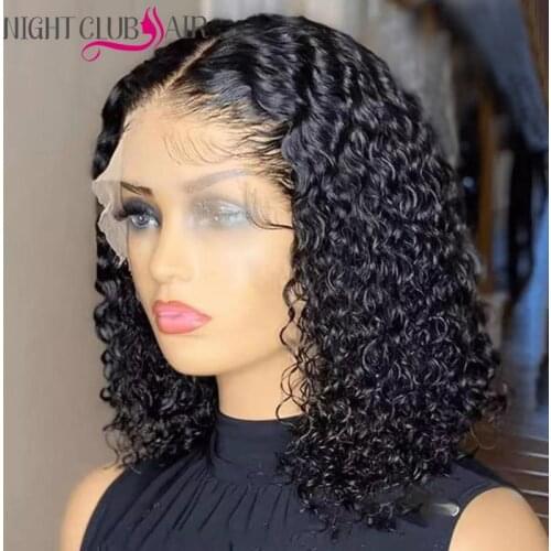 13x4 Curly Bob Lace Front Wigs 4x4 Lace Closure Water Wave Short Bob Wig 150% Brazilian Remy Human Hair Wigs for Black Woman