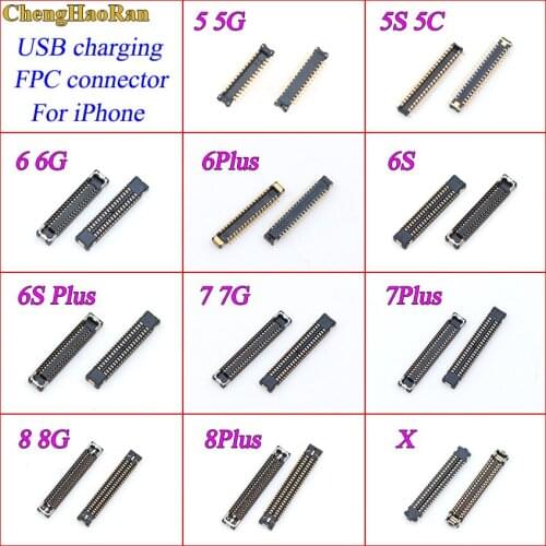 1PCS USB Charging Charger Dock Port Flex FPC Plug Connector on Motherboard mainboard For iPhone 5 5G 5S 6 6G 6S 7 8 plus X