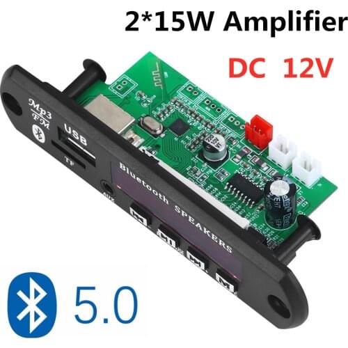 2*15W amplifier MP3 Player Decoder Board 12V Bluetooth 5.0 Car FM Radio Module Support TF USB AUX For Car with remote control