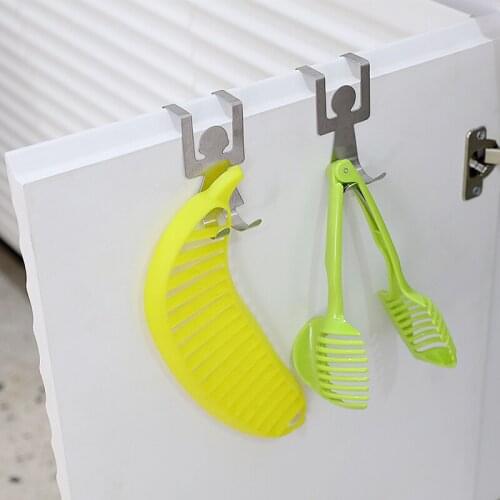 2PCS Powerful Stainless Steel Couple Lovers Shaped Hooks Kitchen Pot Pan Bathroom Hanger Hooks Clothes Storage Rack Tool