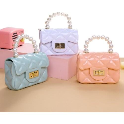 2021 Pearl Mini Purse and Handbag Chains Crossbody Bags for Girl Cute PVC Jelly Bags Women Party Small Hand Bag Purses Satchels