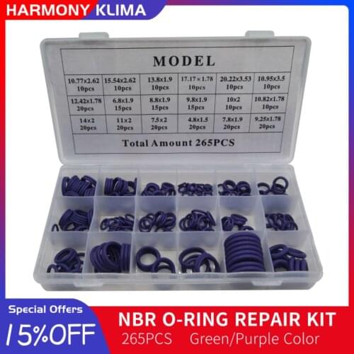 265PCS/BOX NBR O RING WASHER SEAL RING GASKET ASSORTMENT KIT SET WITH PLASTIC BOX WATERPROOF AND OIL RESISTANT FOR AUTO REPAIR