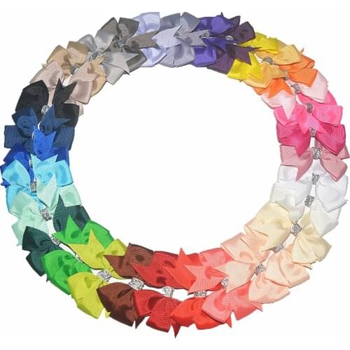 200pcs/lot 3'' Classic Grosgrain Ribbon Pinwheel Bows with Glitter Center Little Girl Hair Accessories Fast Shipping HDJ114