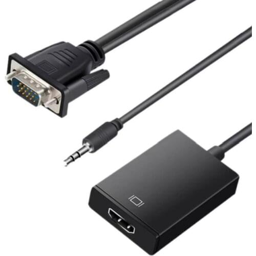 VGA to HDMI-compatible Converter Cable Adapter 1080P Audio Power input for HDTV Monitor Projector PC Laptop TV-BOX
