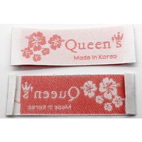 Free shipping clothing embroidered satin label/tag/garment collar damask label with cut/clothing woven tags 1000 pcs a lot
