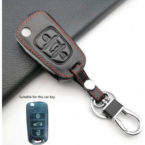 Genuine Leather Car Key Case For Great Wall Haval Hover H1 H3 H6 H2 H5 C50 C30 3 Buttons Folding Keychain Remote Control Cover