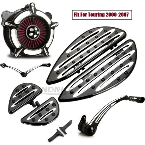 Black F+R Floorboards Shifter Brake Arm levers Air Cleaner filter Fit For harley 2006-2007 Touring street glide FLHX