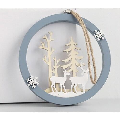 Decorative Elk Wall Lamp Hanging Round Wooden Fairy Light Decor Nordic Style Modern Art Xmas Ornament For Home Office Gadget