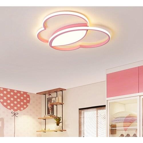 Childrens Bedroom Cartoon Ceiling Lamp Creative White Blue Pink Butterfly Lighting Romantic Warm Nordic Princess Girl Room Lamp
