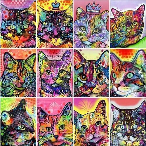 Evershine 5D DIY Diamond Painting Cat Cross Stitch Kit Full Square Round Diamond Embroidery Animal Rhinestone Picture Crafts Kit