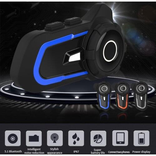 Motorcycle Helmet BT Headset Intercom FM Radio Waterproof Helmet Intercom Motorcycle Communication System Noise Cancellation