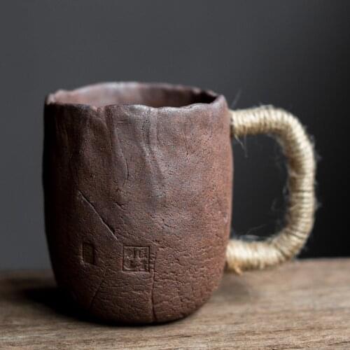 Classical handmade Rough Ceramic mug Nostalgic Pastoral Art Ugly Cup