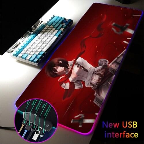 Anime RGB Mouse Pad Attack on Titan Multi-interface Four USB Docking Dock Typec Interface USB Hub DeskMat Gamer Carpet MousePad