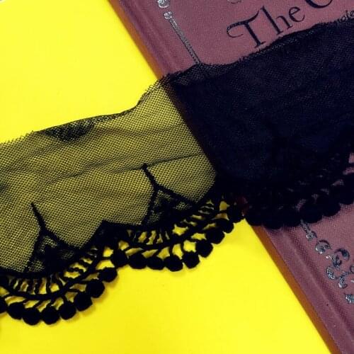 8cm 3.14" wide 10 yard black gauze mesh tulle embroidered tapes lace trim ribbon clothing dress skirt fabric 1025211QL4K143