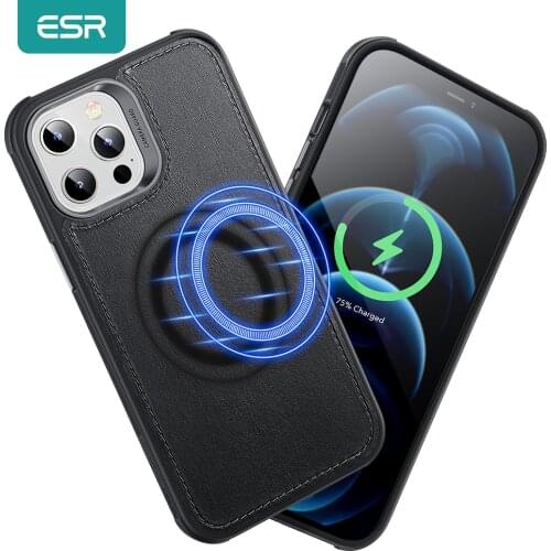 ESR for MagSafe Certified Leather Case for iPhone 12 Pro Max Magnetic Charging Cover Vegan Leather Case for iPhone 12 Macsafe