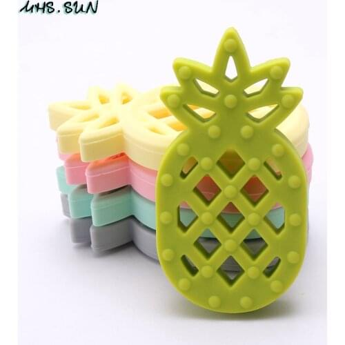 MHS.SUN 1PCS Cute Pineapple BPA Free Silicone Pendant Teether Baby BPA Free Handheld For Teething Nursing Necklace Accessories