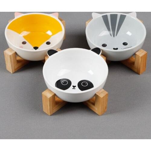 Ceramic Pet Bowls with Stand Dog Cat Water Bowl Food Dish Heavy Weighted & No Tip Over Pet Comfort Feeding Bowls Dishwasher Safe