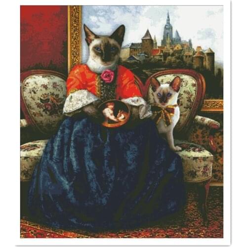 Ms. Siamese cross stitch package animal 18ct 14ct 11ct cloth cotton silk thread embroidery DIY handmade needlework