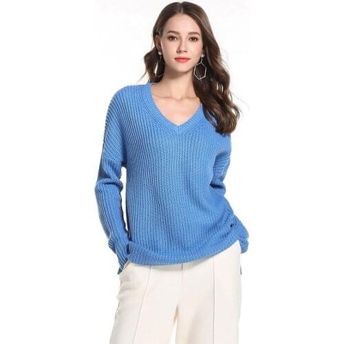 Spring Winter New Knitted Sweaters For Women V-neck Long Sleeve Casual Elegant Pullover Office Ladies Streetwear Tops