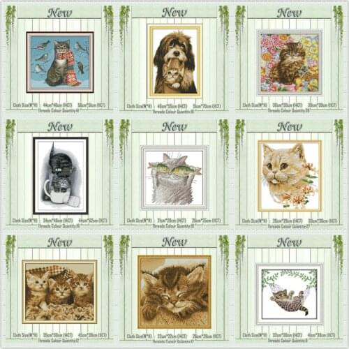 Bubble Cat fish Kitten animals painting counted printed on the canvas DMC 11CT 14CT kits Cross Stitch embroidery needlework Sets