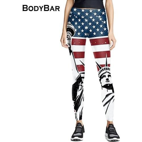 American Flag Printing Daily High-waisted Ninth Pants Fitness Large Size Womens Gym Elasticity Leggings Spring Pencil Trousers