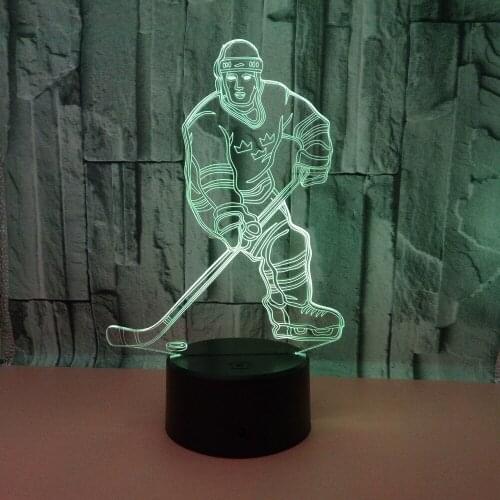 Sensor 3d Night Light Led Remote Touch Switch Hockey Player Colorful Usb Acrylic 3d Lamp Sports Desk Lamp Kids Christmas Decor