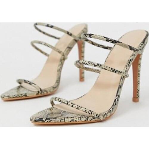Shofoo shoe2020 new high heel with snakeskin belt single shoe transparent splicing high heel heel is about 7cm high