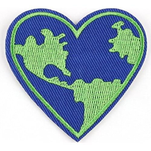 Save the earth Embroidered patch Iron On Clothes Patches For Clothing DIY Badges Stickers Garment Accessories wholesale