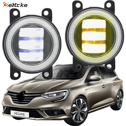 2x Led Angel Eye DRL for Renault Megane 4 Grandtour Hatch Sedan 2020 2019 2018-16 LED Fog Lights Lamp Lens Daytime Running Light