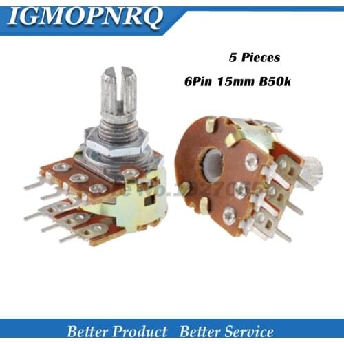 5pcs WH148 Amplifier 6PIN B50k 50k Ohm Dual Stereo Potentiometer