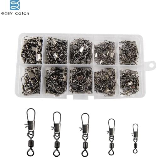 Easy Catch 200 pcs/box Brass with nickle Fishing Swivels Rolling Swivel Connector For Fishing hooks Tackle equipment