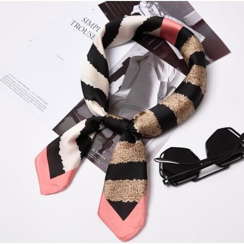 Yishine New 70x70cm Women Multifunction Polyester Silk Scarf Pattern Satin Small Square Wraps Scarves Shawl Foulard for Ladies