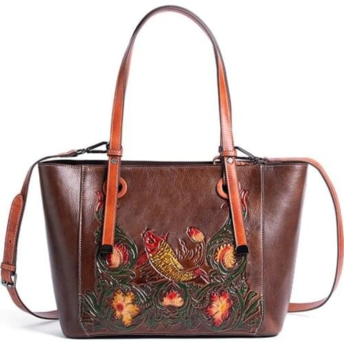 2021 Cowhide Leather Women Hangbag Simple Contrast Retro Bucket Bags Animal Prints Large Capacity Mummy Shoulder Bag Zipper Tote