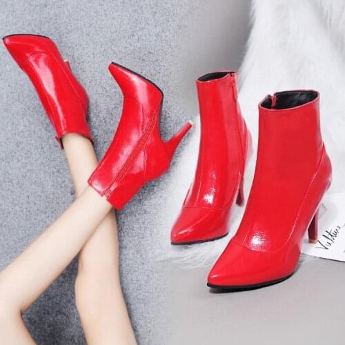 European womens boots autumn and winter 2021 new pointed high heel slim boots side zipper Martin boots fashion naked boots