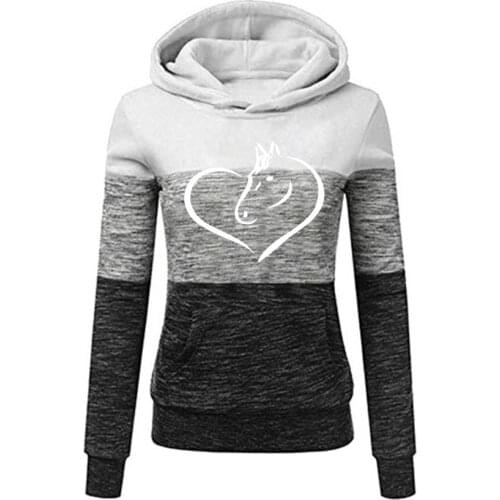 Women Sweatshirts Autumn Winter Hoodies Long Sleeve Patchwork Hooded Pullover Casual Tops O-Neck Sweatshirt Female Outwear