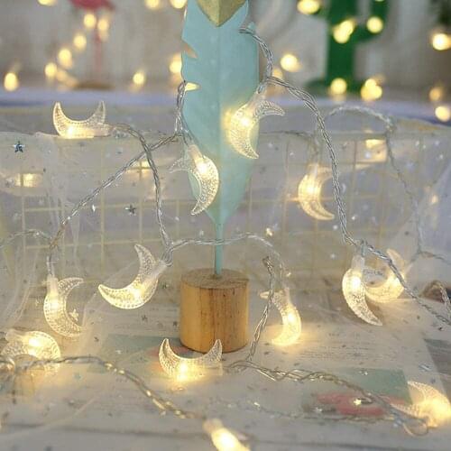 10/20/40/80 LEDs Moon String Lights Holiday Fairy lighting For Christmas Tree Wedding Party Ramadan Moon Star Decoration Garland