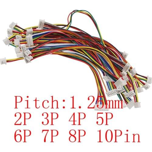 10Pcs 30CM JST 1.25mm Pitch Female to Female Plug Wire Cable Connector 2P 3P 4P 5P 6P 7P 8P 10Pin JST Connectors