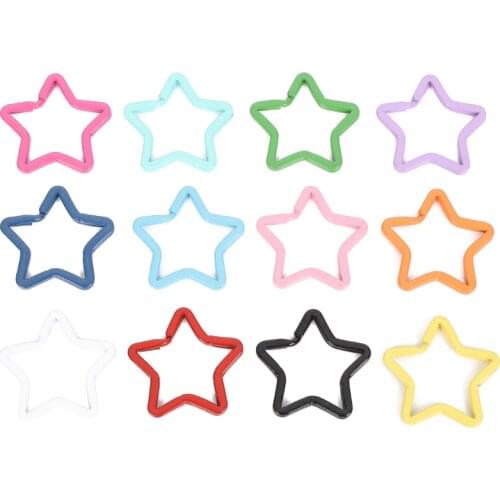 14 Style 35mm 10Pcs Five-Pointed Star Keychain Diy Sieraden Maken Accessoires Jewelry Accessories And Parts
