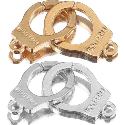 2pcs Charms Handcuffs Freedom Stainless Steel Vintage Gold Making Pendant DIY Bracelet Necklace Connectors Jewelry Supplies