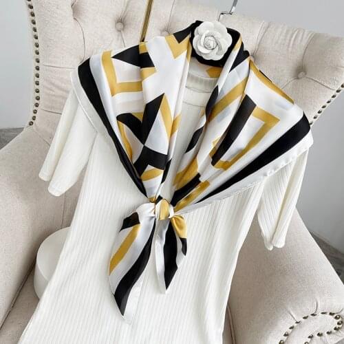 2021 new spring women scarf quality shawl silk fashion scarf headscarf beach sunscreen bag headscarf scarf 90cm*90cm