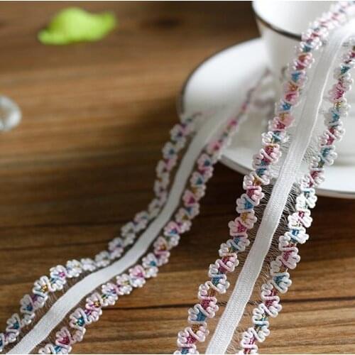 5 Meters/lot 2cm Width Colored Embroidered Stretch Lace Ribbon Guipure DIY Bilateral Elastic Lace Trim or Fabric Warp Knitting