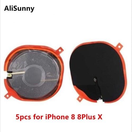 AliSunny 5pcs Wireless Charging Chip NFC Coil for iPhone 8 Plus X 8P Charger Panel Sticker Flex Cable WPC Pad Parts