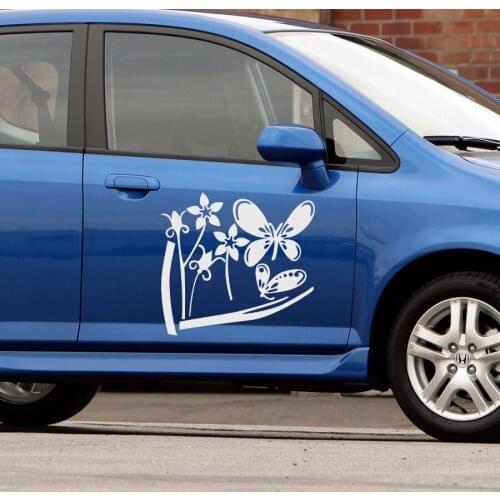 Car decals 1 Pcs beatiful car sticker butterflies and flowers decal for car window door and room wall customzied