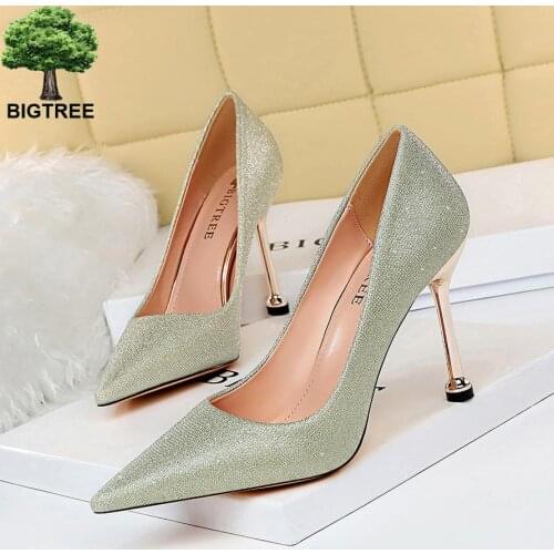 BIGTREE Women Shoes Heels Brand Heels Pumps Pointed Toe Fashion High Heels Women Shoes Glitter High Heels Sexy Pink Shoes 2020