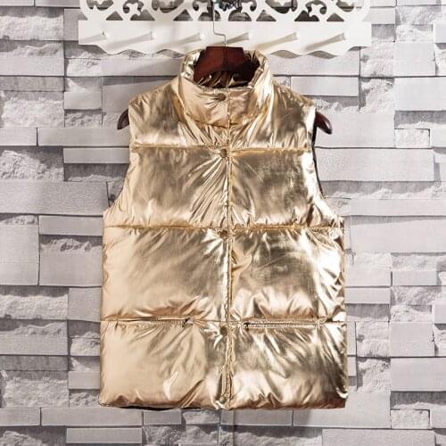 Brieuces New Gold silver women winter sleeveless jacket couple models down cotton vest women and men vest Chaleco hombre y mujer