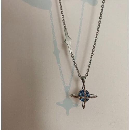 2020 Harajuku egirl Rhinestone Planet Pendant Chain Choker Necklace indie grunge goth IGIRL aesthetic Collar accessories jewelry