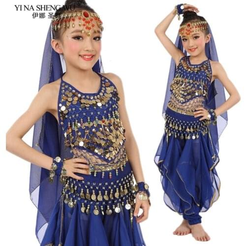 Kids Girl Belly Dance Costume Children India Oriental Dancing Sets Indian Dress Sari Stage Clothes Belly Dance Performance Suit