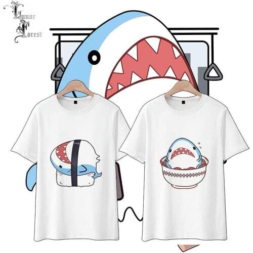 Cute Little Shark 3D Printing T-shirt Summer Fashion Round Neck Short Sleeve Popular Japan Harajuku Streetwear Plus Size
